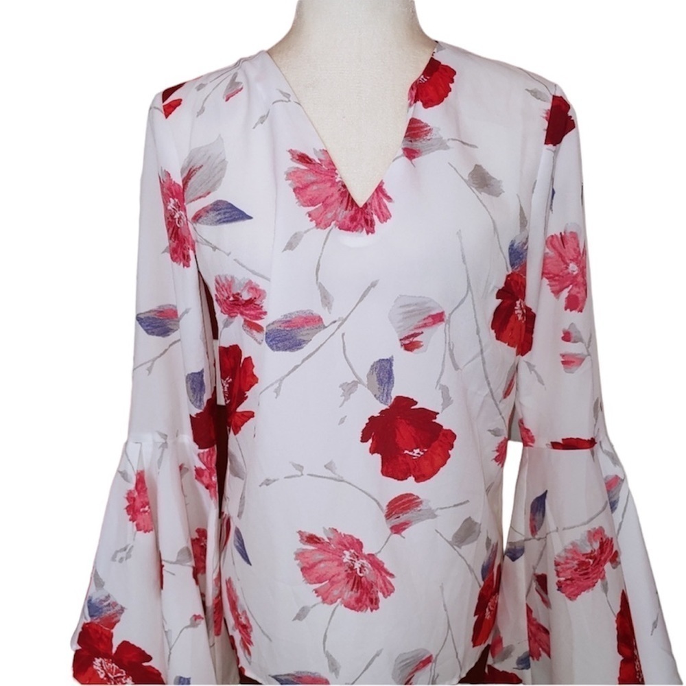 Banana Republic Poppy Floral Bell Sleeve Top XS